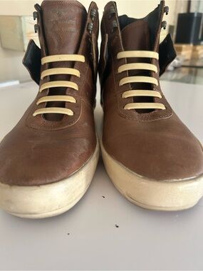Creative Recreation Brown Leather High-Top Sneakers with Cream Laces